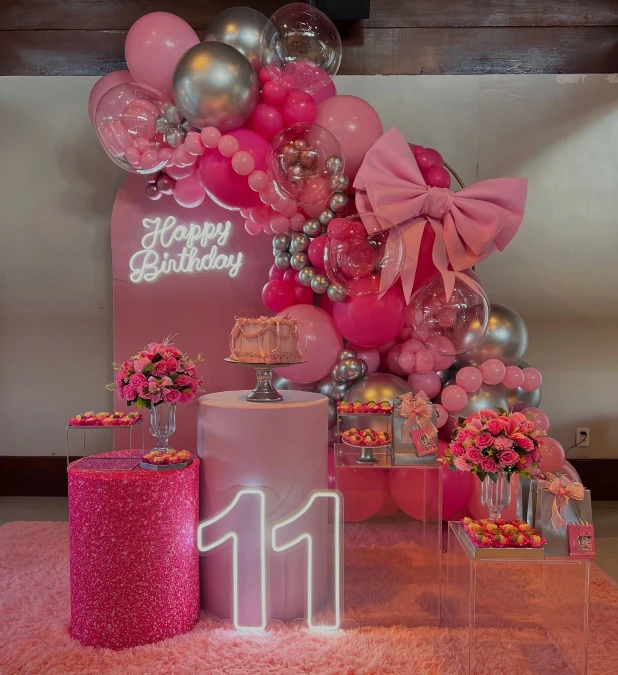 Glowing Milestone Birthday Stage