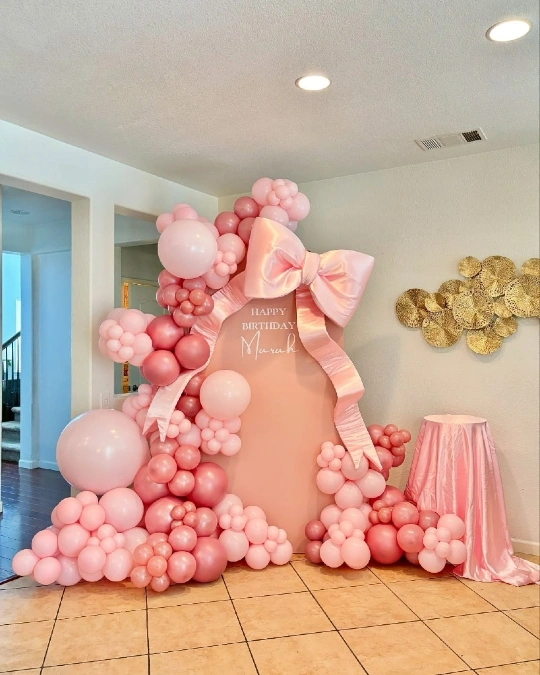Peach Arch with Oversized Satin Bow