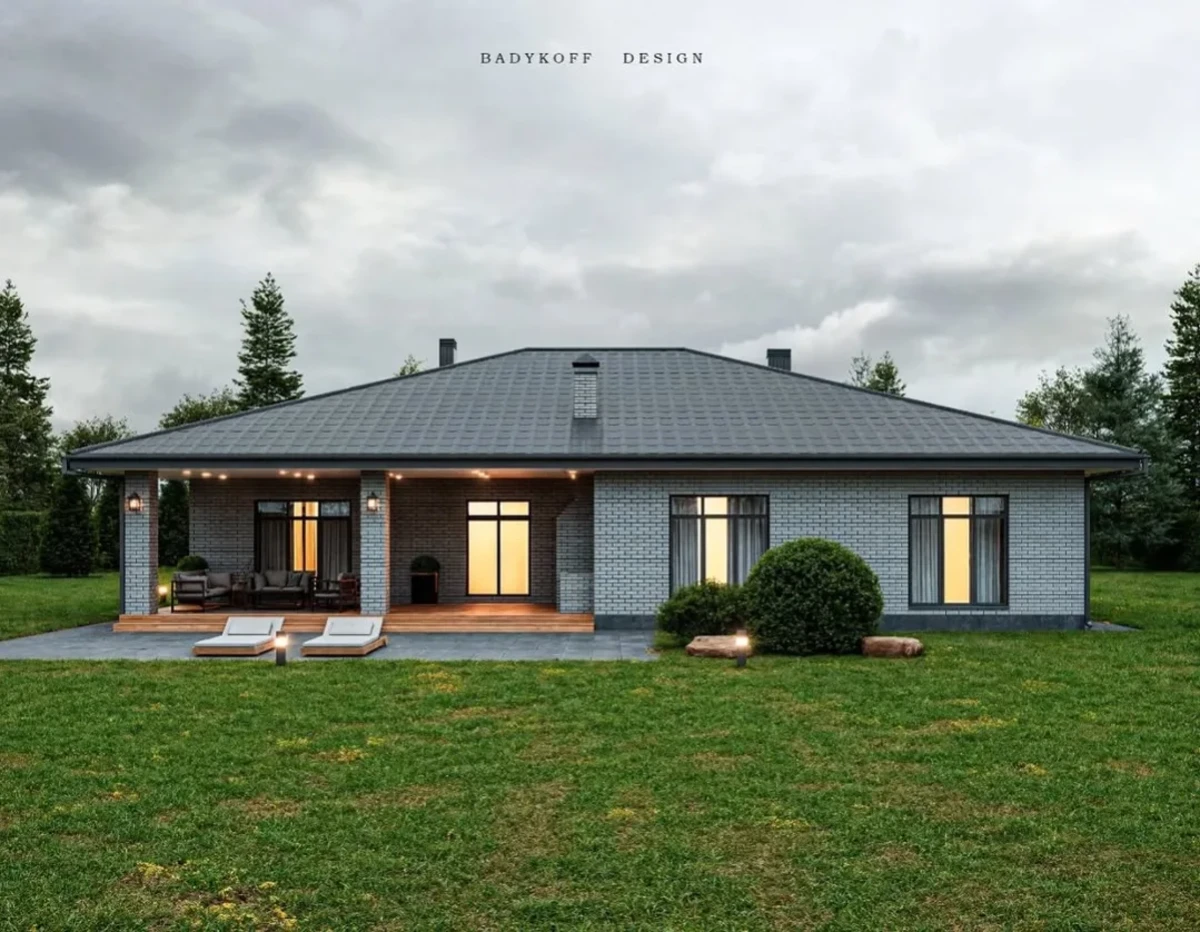 Light Brick Ranch with Dark Roof