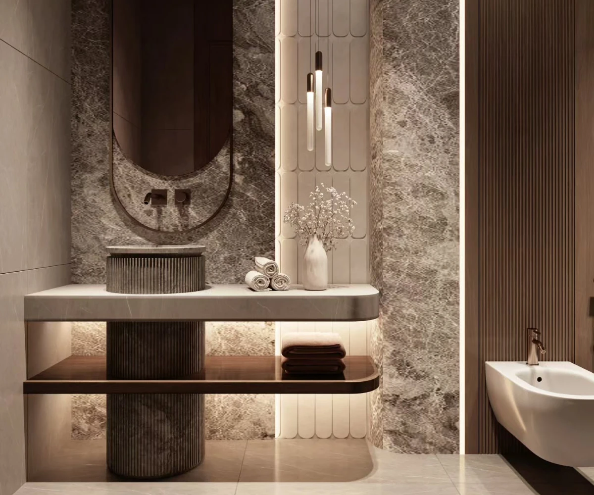 Fluted Cylinder Vanity