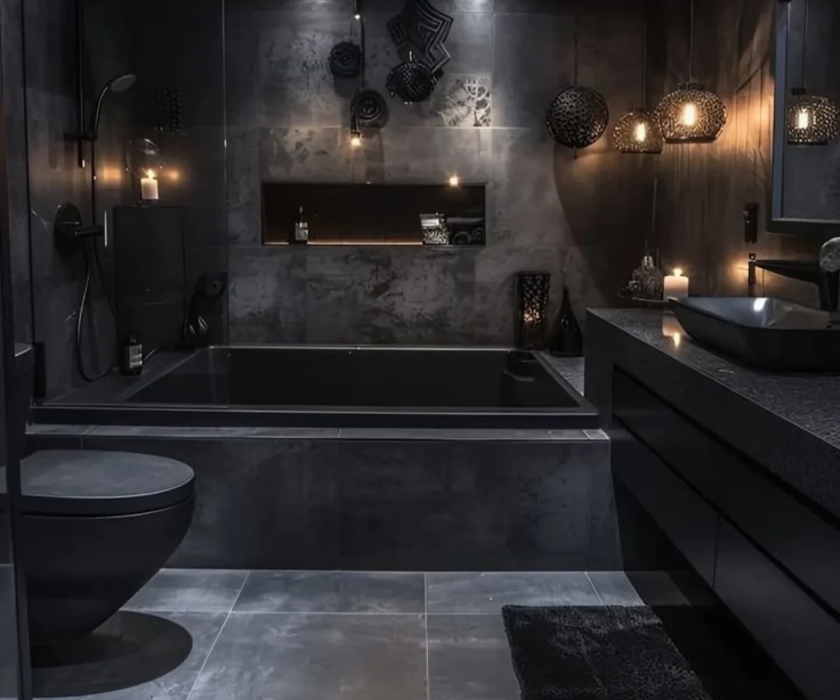 Recessed Black Bathtub