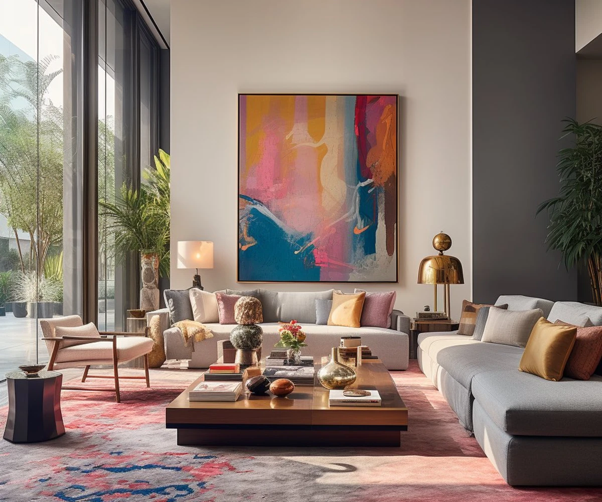 Large Abstract Wall Art And Accent Rug