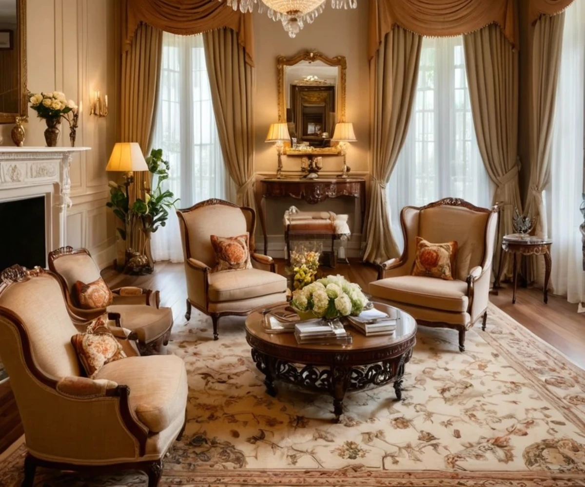 Formal Wingback Chairs and Gilded Accents