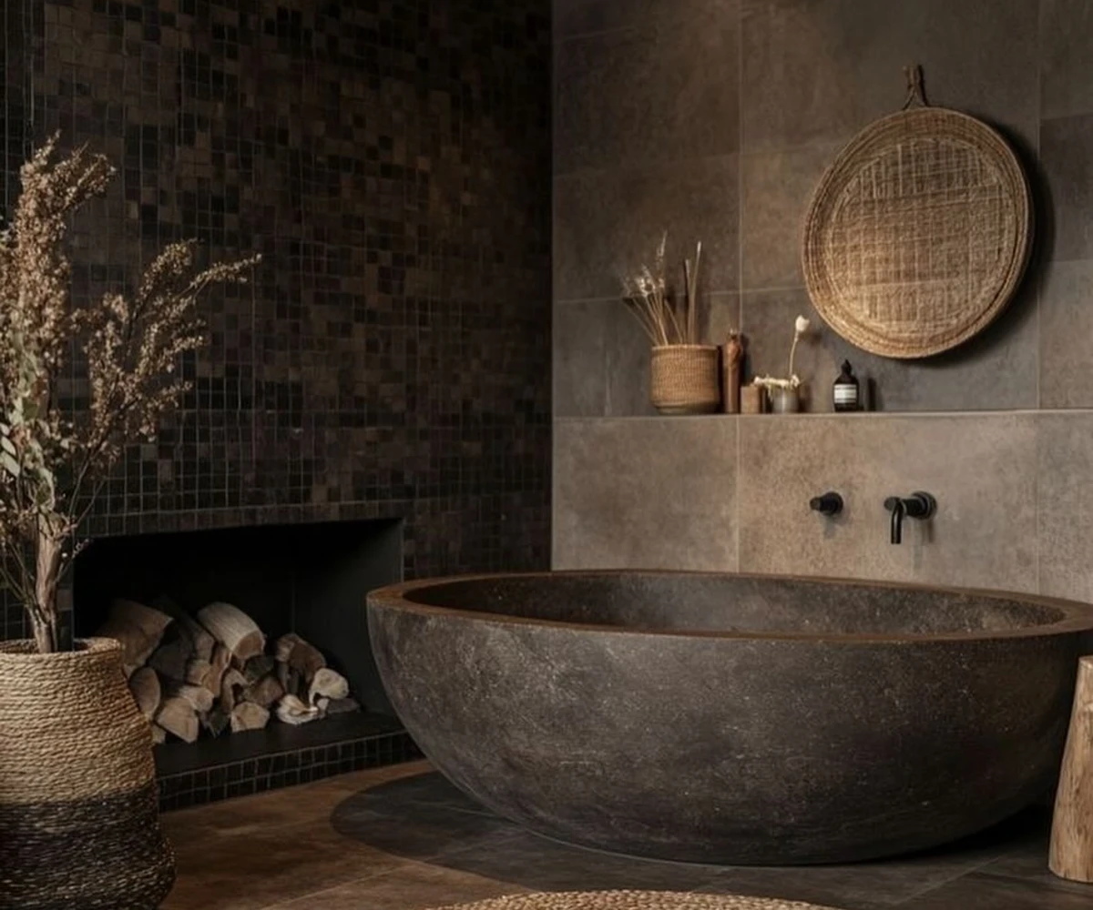 Dark Stone Soaking Tub