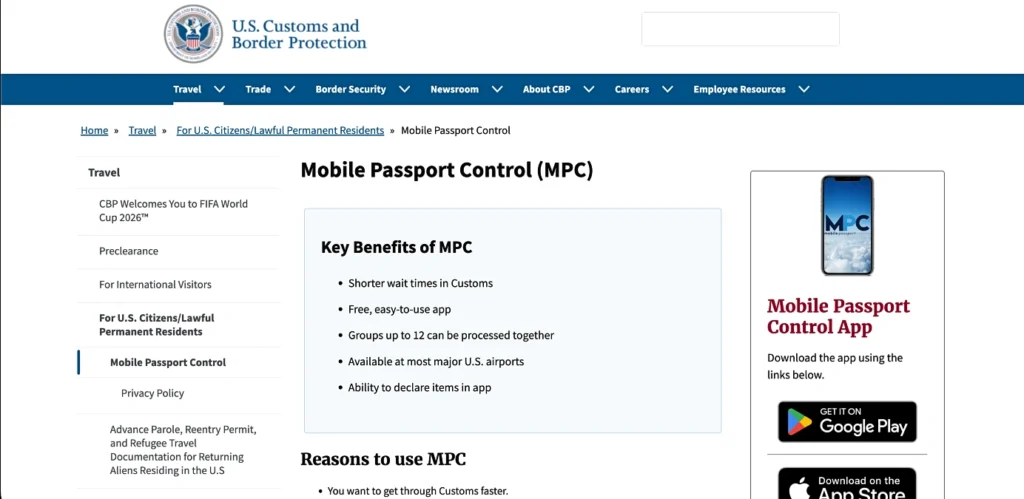 Mobile Passport Control (MPC)