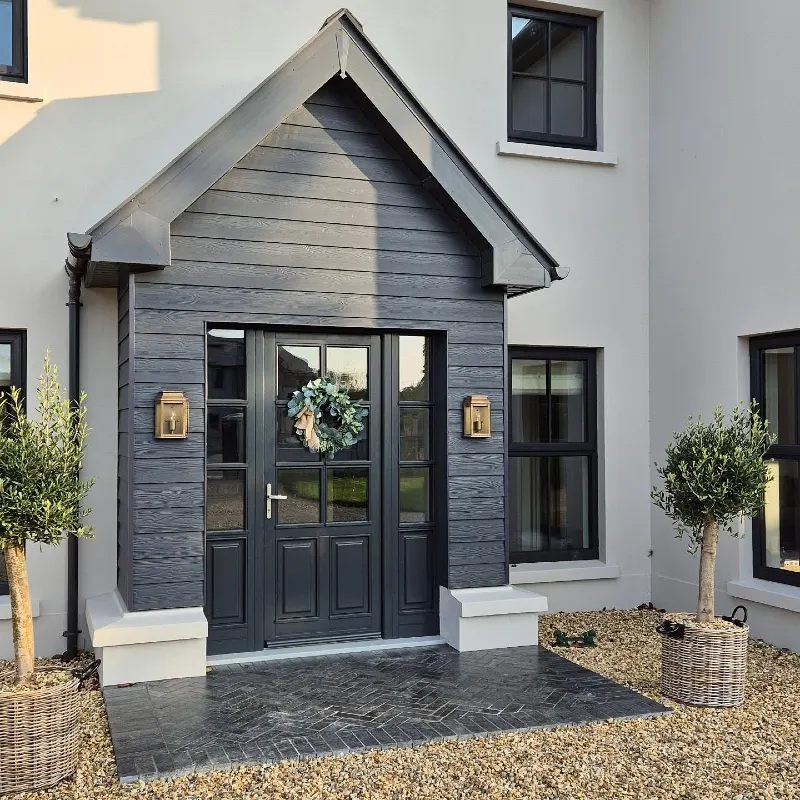 Contrast Entry with Deep Grey Siding