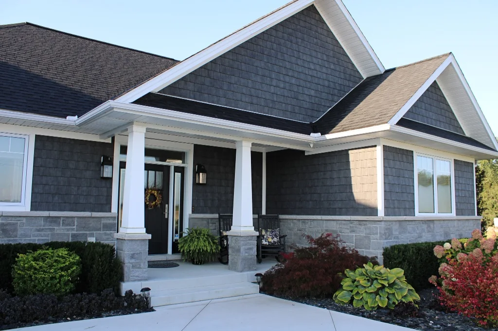 Charcoal Shingles with Stone Foundation