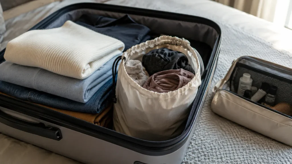 Use a Tiny Laundry Bag to Separate Dirty Clothes
