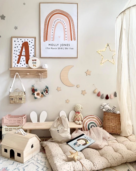Playful Nursery Peg Shelf And Wall Art Display
