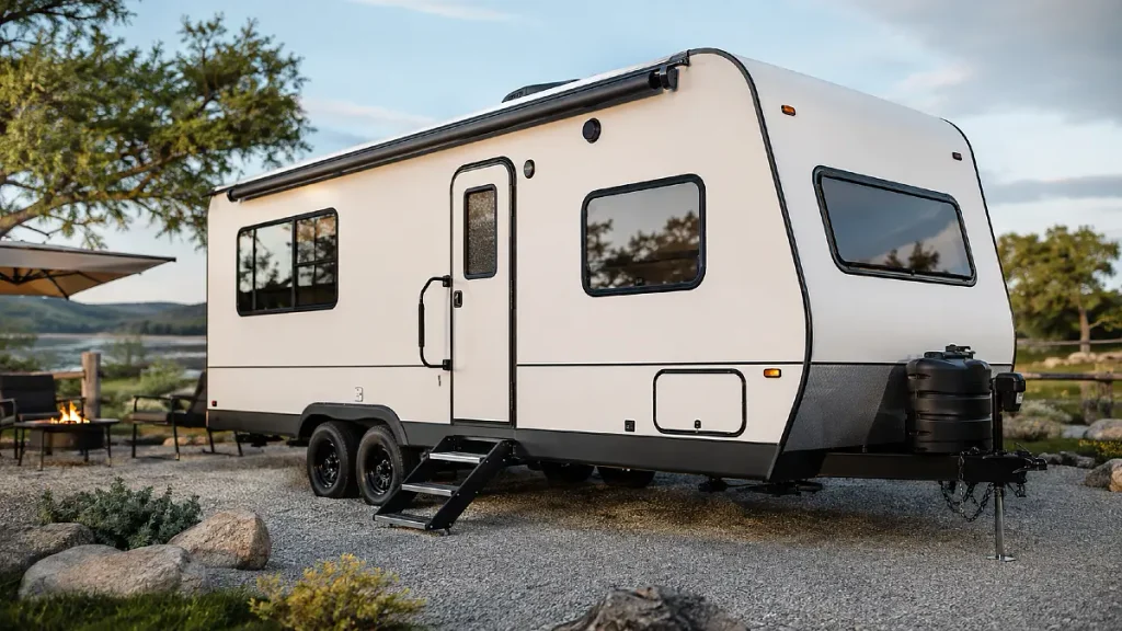 Warm White With Black Trim Makes an Old RV Look Cleaner