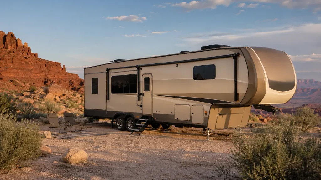 Desert Tan Makes a Large RV Feel Less Bulky