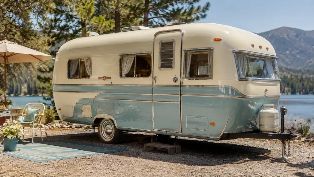 Cream and Muted Blue Bring Back Retro Camper Style