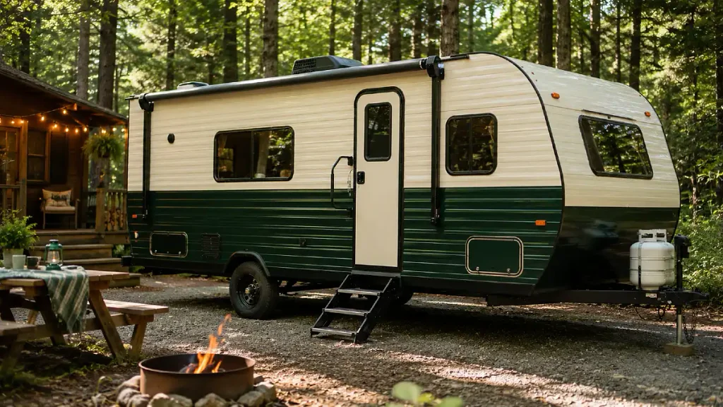 Deep Green and Cream Can Give a Camper a Cabin Feel